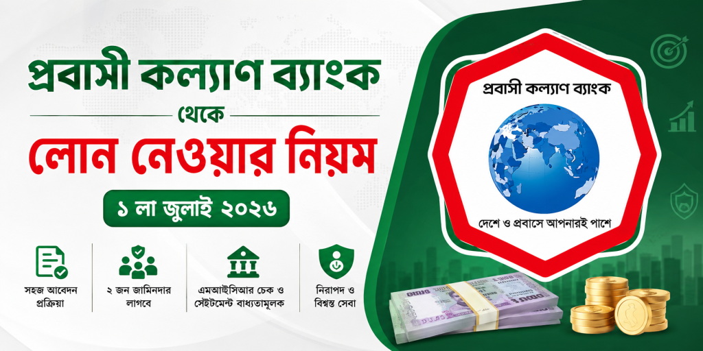 প্রবাসী কল্যাণ ব্যাংক থেকে লোন নেওয়ার নিয়ম ১ লা জুলাই ২০২৬ ব্যানার